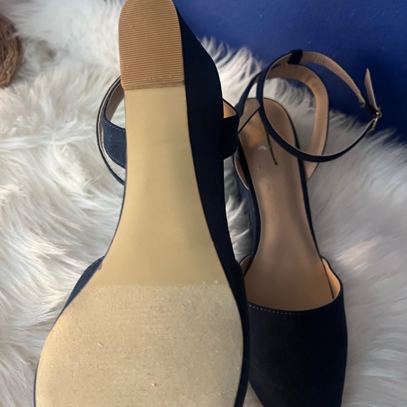 Loft // Navy Blue Wedge Strappy Heels - Picture 4 of 5